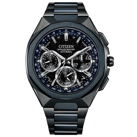 CITIZEN ATTESA CC4106-74E Men’s Wristwatch, Radio Watch, Waterproof, Limited Edition, Blue Universe Collection, Black, Blue, Lightweight, Titanium, Sapphire Glass, Eco-Drive, Atesa, Business, Analog Brand, Chronograph, GPS Satellite Radio Watch, Radio Sol