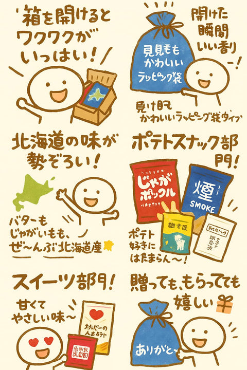 Hokkaido Popular Sweets, Souvenir, Assorted, Gift, Potatoes, Pokle, Calbey, Inca Noodles, 6 Types x 5 Bags (Pack of 7)
