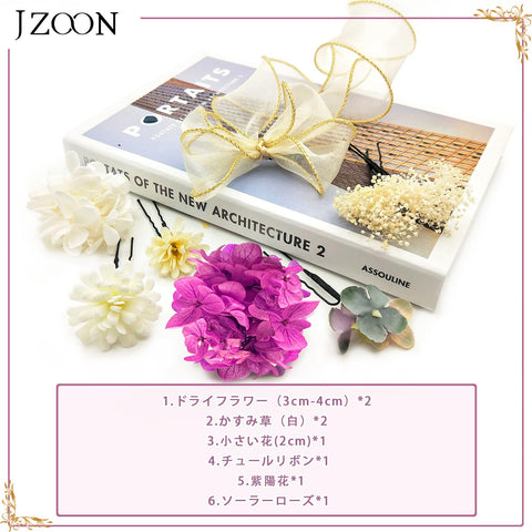 [JZOON] 9種顏色 緞帶 髮飾 乾燥花 大麗花 人造花裝飾 日式玉 紅色 髮飾 成人式 水引 振袖 和服 畢業典禮 七五三 浴衣 袴 婚禮 霞草 和服 假花 手工製作