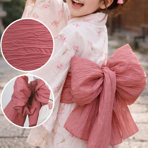 TOuWA Crinkled Waist Belt for Kids, Girls, Girls, Solid Color, Yukata