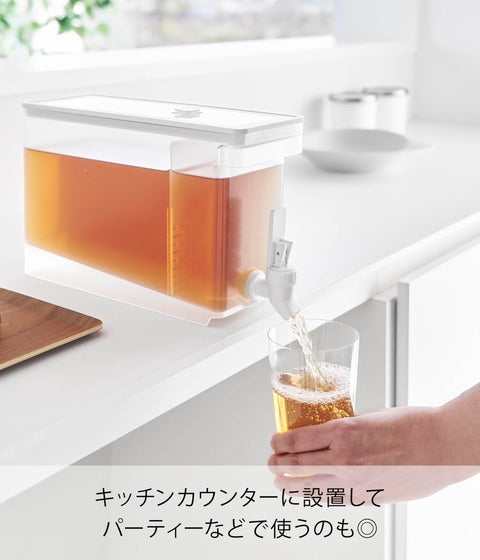 山崎實業 冰箱 飲料壺 2.8公升 白色 W10×D31.5×H17公分(含水龍頭、閥門) 塔塔 Tower 可用洗碗機清洗 冷水壺 大麥茶壺 1582