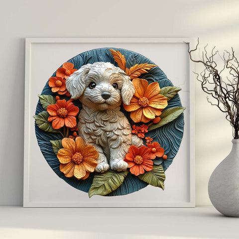 Jigsaw Puzzle, 200 Pieces Wooden Puzzle, Puppy and Flower (11.1 x 11.2 inches (28.2 x 28.4 cm), 0.1 inch (3 mm) Thick, Heterogenic Pieces, For Adults, Laser Cut, Interior Gift, Kill Time, Home, Brain