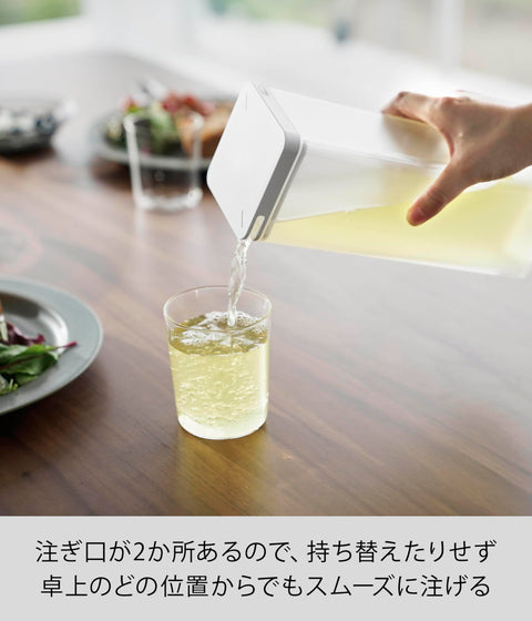 Yamazaki 10237 Water Bottle with Water Splash Prevention Filter, Cold Water Bottle, White, W 3.3 x D 3.3 x H 10.0 inches (8.5 x 8.5 x 25.3 cm), Tower Pitcher, Slim 3.3 gal (1.2 L), Dishwasher Safe
