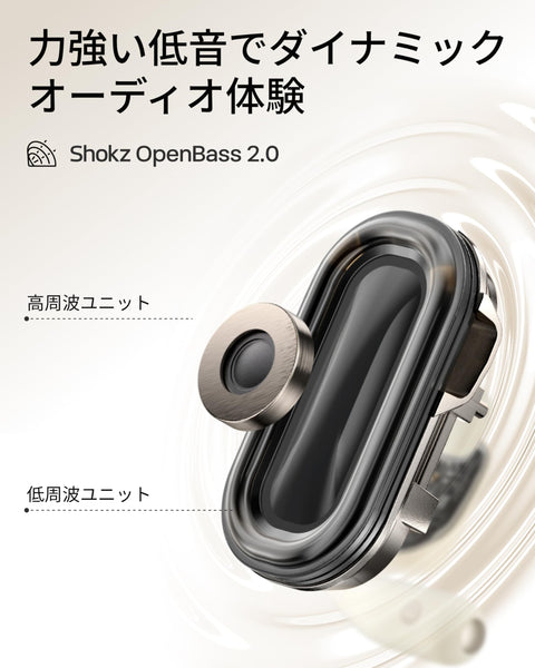 Shokz (Shox) 오픈 이어 이어폰, 블루투스 무선 이어폰, OpenFit 2, 48시간 재생, 블루투스 5.4, 공기 전도, 자동 페어링, 마이크 포함, 충전 케이스 포함, 좌우, 9.4g, 초경량, IP55, 방수, 고속 충전, 핸즈프리 통화, 블랙