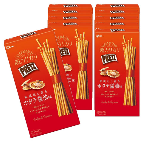 プリッツ 超カリカリ 和風だし香るホタテ醤油味 55g×10個 スナック菓子 プレッツェル 江崎グリコ pretz scallops soy sauce