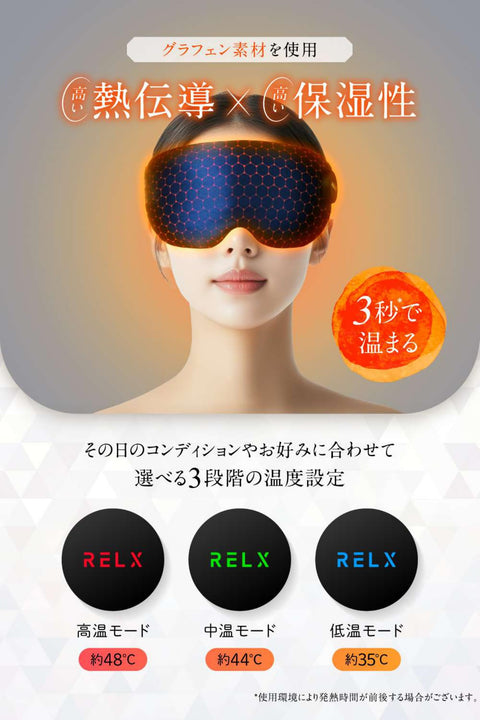 RELX ホットアイマスク 充電式×コードレス【日本企業企画】アイウォーマー アイマスク 睡眠用 快眠グッズ 軽量 遮光 シャンパン