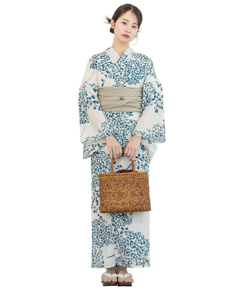Soubien Floro Women's Yukata Set of 4, Separate, New Two-Part Yukata (Yukata, Waistband, Date Tightening, Geta Clogs)
