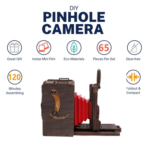 JollyLook Pinhole Mini Instant Film Camera DIY Kit Stained Brown JLK001
