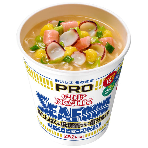 컵누들 프로 씨푸드 누들, 고단백, 저탄수화물, 저염분 [있는 그대로 맛있다] 닛신 푸드 컵라면, 식이섬유, 1회 제공량 282 kcal, 78g x 12