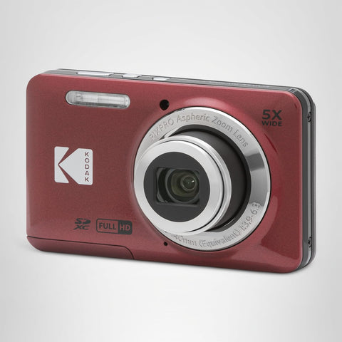 KODAK PIXPRO 好用 变焦 FZ55-RD 16MP 数码相机 光学5倍变焦 广角 28mm 2.7英寸液晶屏 (红色)