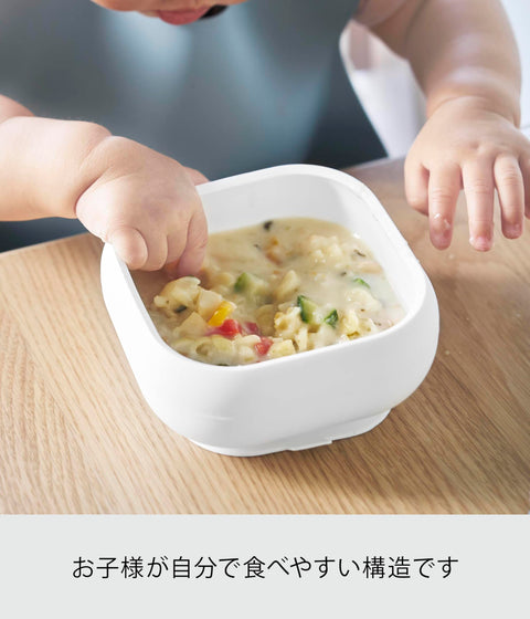 山崎實業 附吸盤 矽膠 嬰兒食物 碗 白色 W11×D11×H5.8cm 塔 tower 洗碗機・微波爐・冷凍櫃適用 不易翻倒 方便舀取 10047