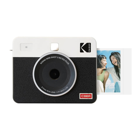 Kodak Kodak Mini Shot 3 Retro 4PASS 2-in-1 Instant Camera & Photo Printer, 3 x 3 in (7.6 x 7.6 cm) + 8 Cameras, White