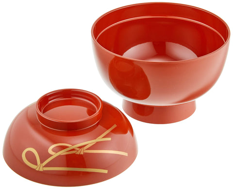 まえじゅう漆器 雑煮碗 結び 総洗朱 赤 伝統工芸 山中塗り 450ml 日本製 3T-419