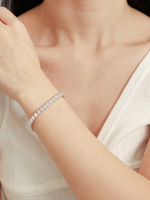 FANCIME Moissanite Women's Tennis Bracelet, Width 0.16 inch (3 mm), 0.2 inch (4 mm), 0.2 inch (5 mm), Tennis Bracelet, Sterling Silver, Gold Color, Silver, Reward, Christmas, Birthday, Anniversary