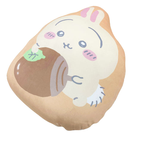 MORIPiLO 抱き枕 ちいかわ うさぎ (ダイカットクッション) 肌にやさしいマイクロ生地 グッズ ぬいぐるみ 昼寝枕 ベージュ 34x45x10cm キャラクター まくらのモリシタ