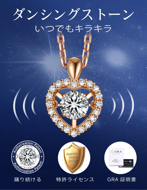MomentWish Women's Moissanite Necklace, Dancing Stone, Pendant, Silver Necklace, Popular Brand, Chain, Birthday, Anniversary, Gift (Length 15.7 inches (40 cm) + Adjuster 2.0 inches (5 cm), Comes with