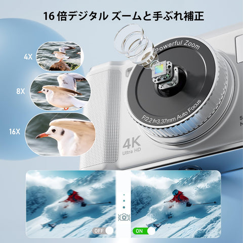 Digital Camera (4K Video Recording, Upgraded True 50 MP) Digital Camera, 32 GB Micro SD Card Included, AF Autofocus, Compact Camera, 2.83 Inch Large Screen, 16x Zoom, Flash, Image Stabilization