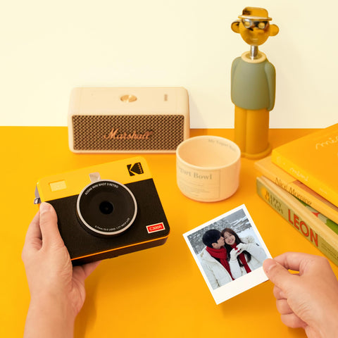 Kodak Kodak Mini Shot 3 Retro 4PASS 2-in-1 Instant Camera & Photo Printer, 3 x 3 in (7.6 x 7.6 cm) + 8 Cameras + 60 Sheets Bundle, White