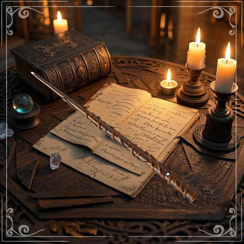 [Magic Item Collection] Magic Wand, LED Illuminating Function, Type-C Rechargeable, Japanese Spell Table + Gift Box + British Style School of Magic Strengthened Steel Tube Construction, Premium