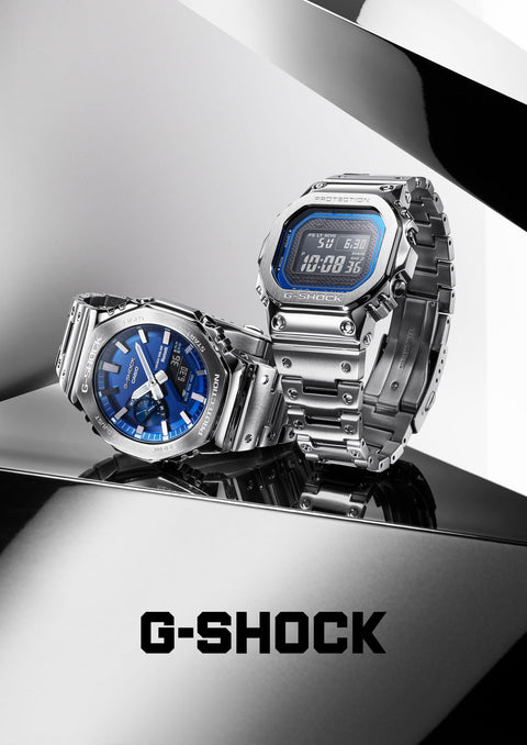 卡西歐 腕錶 G-shock 經典色 GMW-B5000, 銀色/藍色, 手鍊類型
