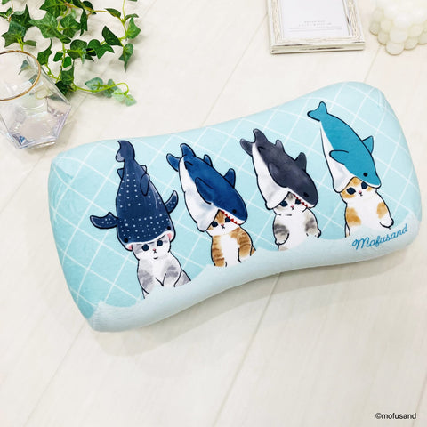 MORIPiLO 4621067 Morishita Memory Foam Pillow, Muffsand, Shark Nyan, 5.9 x 11.8 inches (15 x 30 cm), Lumbar, Backrest, Support, Stuffed Toy, Cushion, Mofusand Character Goods, Blue