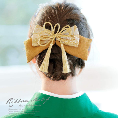 Soubien Graduation Ceremony Hair Ornament, Ribbon, Hakama, Crepe, Japanese Pattern, Tassel String Decoration, Kinuki, Coming-of-Age Ceremony, Furisode