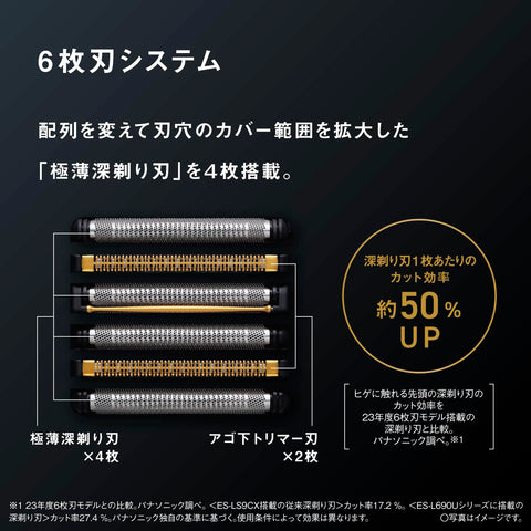 Panasonic松下 剃须刀 Lamdash PRO 6层刀片 电动 剃须刀 男士 Lamdash AI 全自动清洗充电器 ES-L670U-K 工艺黑
