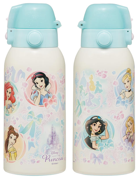 Skater STCH6 Children's Stainless Steel Water Bottle, Direct Drinking, 20.3 fl oz (600 ml), Children's Friendly Lightweight Type, Disney Princess, 25 Girls, Cold Insulated, Water Bottle, Sports