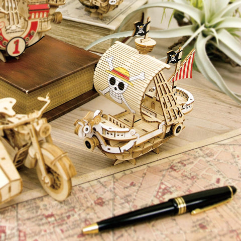 ki-gu-mi One Piece Going Merry Issue - Wooden 3D Puzzle, Fun for Adults and Elementary School Students, DIY Crafting Kit, Educational Toy for Boys and Girls, 3D Art, Great as a Gift for Adults