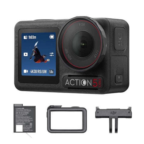 DJI Osmo Action 5 Pro Essential Combo Small Action Camera with 1/1.3" Sensor Waterproof 4K/120fps Video Subject Tracking Image Stabilization Dual OLED Touch Screen Sports vlog Wearable Camera Video