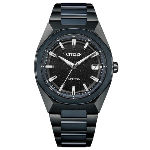 Citizen 手錶 ATTESA 八角形錶圈 光動能 電波手錶, (限定) 黑色/深藍色, 手鍊類型
