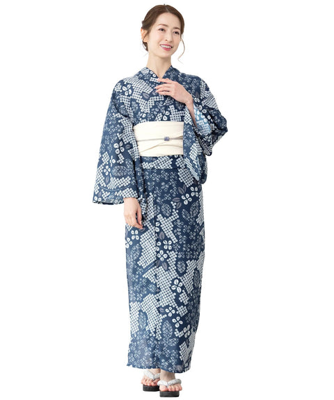 Soubien Floro Women's Yukata Set, 3 Piece Set, Separate, New Two-Part Yukata (Yukata/Band/Date Tight)