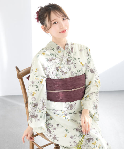 Soubien Floro Women's Yukata, 3-Piece Set, Separate, New 2-Part Yukata (Yukata/Waistband/Date Closure)