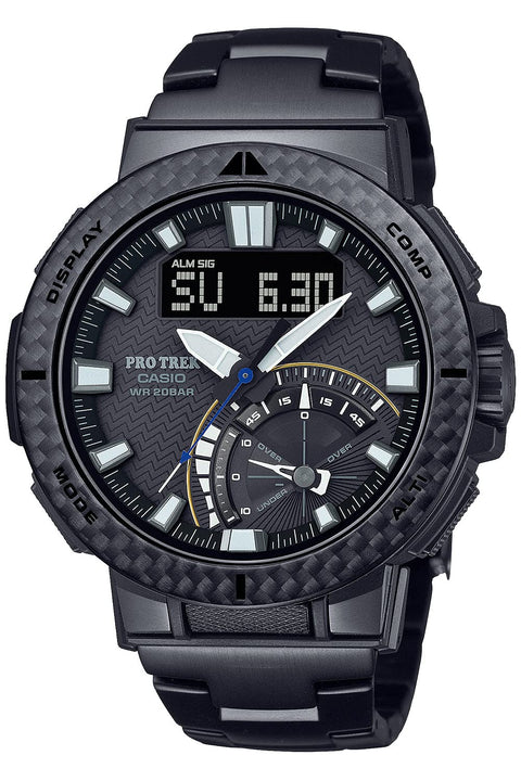 Casio PRW-73XT-1JF Men's Wristwatch, Anglerline, Radio Solar, Black, Black, 1 piece, Titanium Muk Band (Black IP Treatment)
