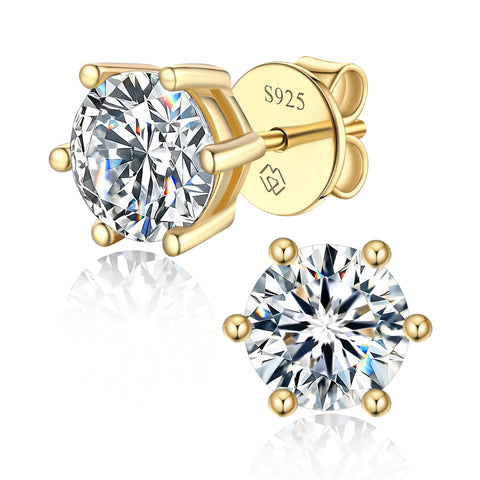 MomentWish Moissanite Earrings, Women's, Men's, 925 Silver, Hypoallergenic Stud Earrings, 0.6 - 4 Carats, Artificial Diamond, D Color, VVS1, Popular Anniversary, Gift, 4/5/6.5/7.5/8 mm