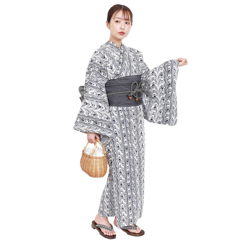 Fuuka X142333 Women's Yukata 2-Piece Set, One Size Fits All (Waist Belt, Made in Japan)