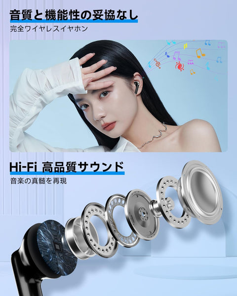 2025 New Release: Wireless Earphones, Bluetooth 5.4 Earphones, V15, Small, Lightweight, Cordless Popular, Up to 36 Hours Playback, ENC Calls, Microphone Included, Automatic Pairing, Type-C Charging