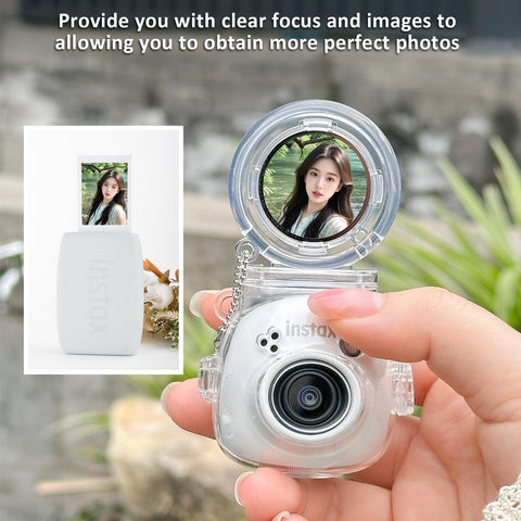 HIYQIN Fuji Mini Pal 保護ケース 自撮りミラーと三脚付き クリアケース 黒い三脚 Instax Mini Palインスタントカメラに対応 - Fuji Palカメラアクセサリー