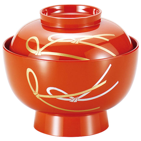 Maeju Lacquerware 3T-419 4.5 Zoni Bowl Knotted Soarai Vermilion