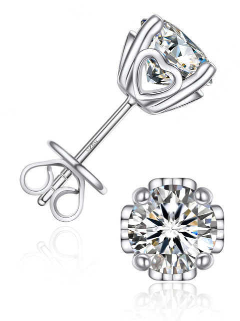 MomentWish 莫桑石 耳环 女士 男士 925银 金属过敏 耳钉 0.6-4克拉 人工钻石 D颜色 VVS1 人气纪念日 礼物 4/5/6.5/7.5/8mm