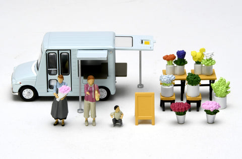 GEO COLLE64 1/64#汽车卡扣17a 花屋 ABS・PVC制 人偶・小物件 (涂装完成,部分组装完成) + 压铸迷你车套装
