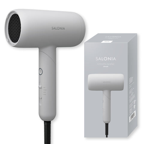 SALONIA Smooth Shine Hair Dryer, High Airflow, Fast Drying, Lightweight, White