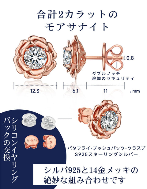 MomentWish モアサナイト ピアス レディース メンズ 0.6-2 CT モアッサナイト ジュエリー Dカラー シルバー925 金属アレルギー対応 つっけぱなし 男女兼用イヤリング 一粒ダイヤモンド 誕生日 記念日 プレゼント