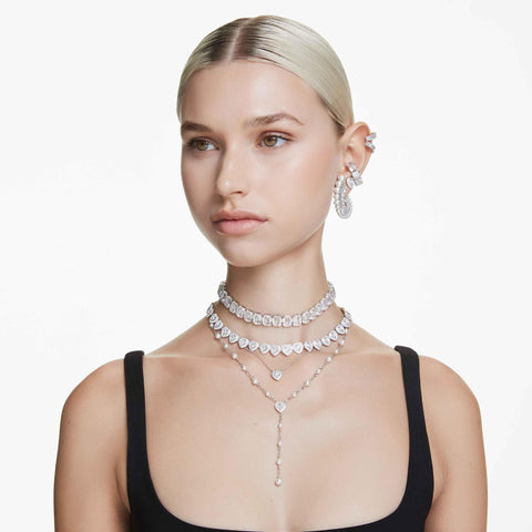 【官方】【施华洛世奇】 Ariana Grande x Tennis手链,混合切割,心形,白色,铑镀层 [正规进口商品], 水晶, 无宝石
