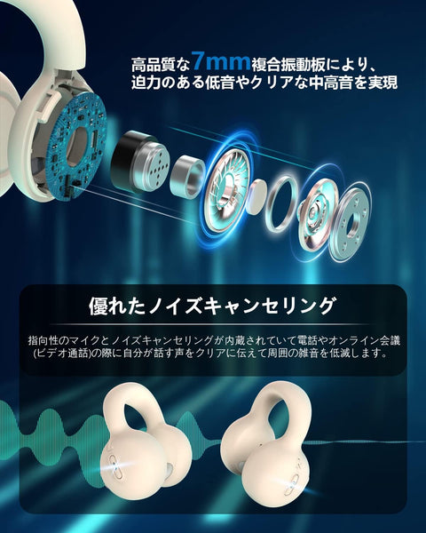 【開啟時代 OWS耳機】 藍牙耳機 "耳夾"型 完全無線耳機 bluetooth 5.3 帶麥克風 比骨傳導耳機更舒適 不塞耳朵 夾耳式 空氣傳導 藍牙 ENC降噪 日語語音指南/日語使用說明書/5g超輕/自動配對/免持通話/最適合作為禮物..