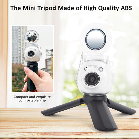 HIYQIN Fuji Mini Pal 保護ケース 自撮りミラーと三脚付き クリアケース 黒い三脚 Instax Mini Palインスタントカメラに対応 - Fuji Palカメラアクセサリー