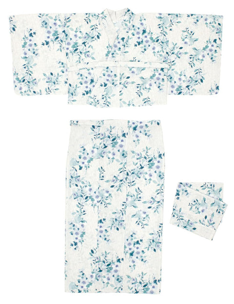 Soubien Floro Women's Yukata Set of 4, Separate, New Two-Part Yukata (Yukata, Waistband, Date Tightening, Geta Clogs)