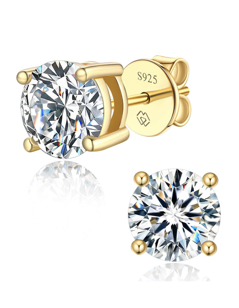 MomentWish Moissanite Earrings, Women's, Men's, 925 Silver, Hypoallergenic Stud Earrings, 0.6 - 4 Carats, Artificial Diamond, D Color, VVS1, Popular Anniversary, Gift, 4/5/6.5/7.5/8 mm