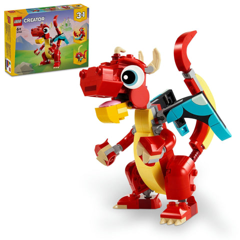 LEGO Creator 31145 3-in-1 Red Dragon Set (Red Dragon/Phoenix/Angler Fish), For Ages 5 - 8, Boys & Girls, Creative Educational Toy