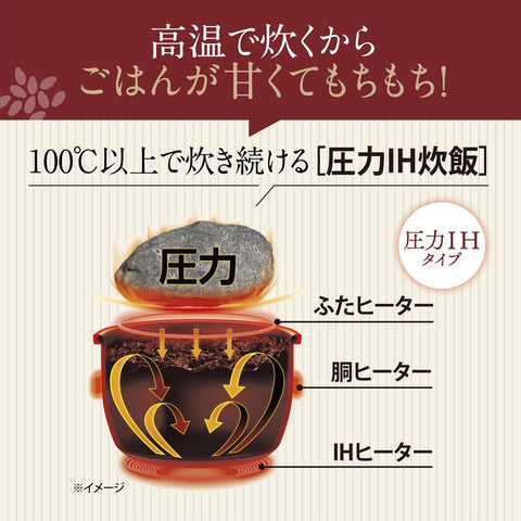 Zojirushi Mahobin 電飯煲，5.5 杯容量，極致烹飪，高火力，壓力 IH 類型，日本製造，2 點護理評級，灰黑色，NW-YB10AM-BZ
